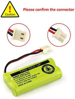 Close-up view of the wire lead and terminal connector of the VANBOW cordless phone battery.