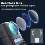Premium tempered glass screen protector film being applied to the action camera display.