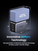 Authentic imported gallium nitride travel charger showing the sleek matte finish
