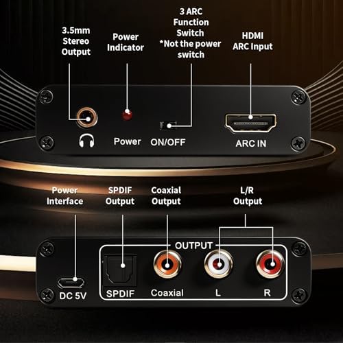 Amviuut digital to analog converter showing optical and coaxial audio outputs