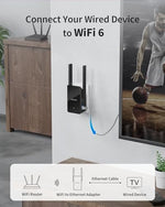 BrosTrend wireless bridge showing the high-speed Gigabit RJ45 Ethernet port located on the bottom of the device.