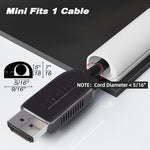 Esufeir flexible mini television cord cover demonstrating the side opening buckle mechanism.