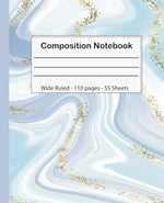 Composition Notebook: Pretty Gold Purple Turquoise Liquid Marble, Wide Ruled Paper Notebook Journal, Blank Wide Lined Workbook for Girls Boys Kids Teens Students , 7.5 x 9.25 inch - Image 2