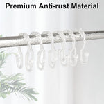 Resze transparent clear plastic c shaped curtain hangers close up view
