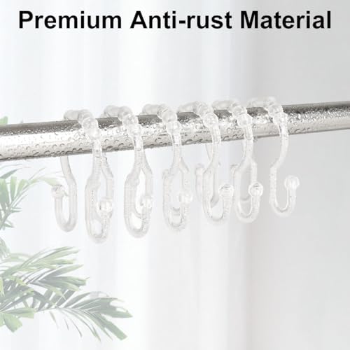 Resze transparent clear plastic c shaped curtain hangers close up view