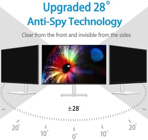DEJIMAX computer privacy screen shield side angle demonstrating anti spy blackout effect