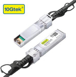 Close up of 10Gtek SFP+ copper cable gold plated connectors