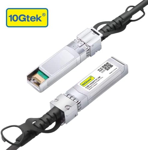 Close up of 10Gtek SFP+ copper cable gold plated connectors