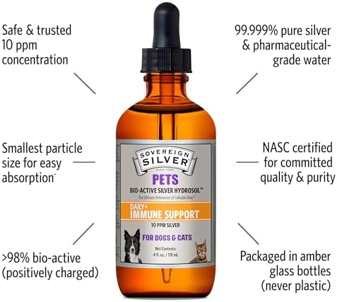 Sovereign Silver Pets ten parts per million liquid dropper packaging instructions