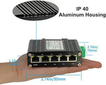 Centopto industrial gigabit switch showing the pre-installed DIN rail mounting clip.
