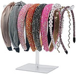 LOVNFC acrylic headband organizer angled side perspective showing dimensions