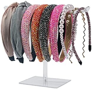 LOVNFC acrylic headband organizer angled side perspective showing dimensions