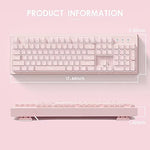 Top down view of Basaltech 104 key pink wired keyboard