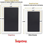 ReignDrop baby safe footprint kit showing brown inkless pad and cardstock sheets