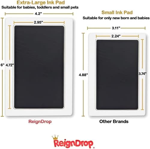 ReignDrop baby safe footprint kit showing brown inkless pad and cardstock sheets