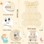 Close up of the twelve monthly photo slots on the R HORSE baby picture frame.