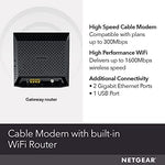 NETGEAR AC1600 dual band internet gateway rear panel detailing the coaxial cable input and two Gigabit Ethernet ports