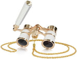 BOSTRON compact opera glasses side angle highlighting the elegant polished metal finish.