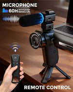 8K Video Camera 75MP Camcorder with WiFi Dual Lens Vlogging Camera for YouTube Rotation Screen Video Recorder with Microphone, Fill Light, Remote Control, mini Tripod, 2 Batteries, Charger - Image 5