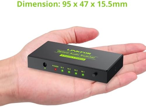 Package contents including optical cable and USB power cord