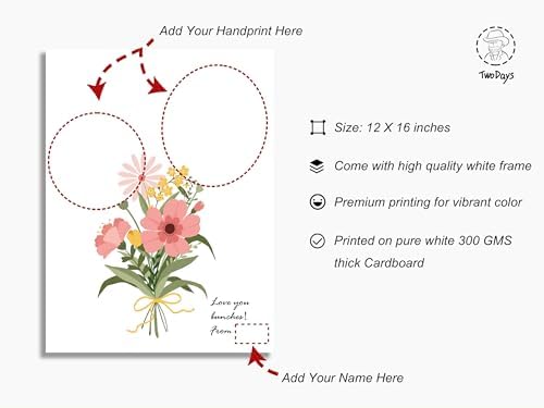 TwoDays floral bouquet art canvas inside premium solid wood white border hanging on a living room wall