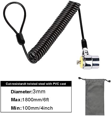 LORADAR cable lock connected to a standard three by seven millimeter laptop security slot.