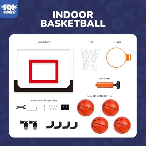 Side view of Muyxgyfe basketball hoop mounted on a bedroom door.