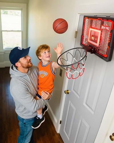 Side view showing spring loaded rim mechanism on basketball hoop