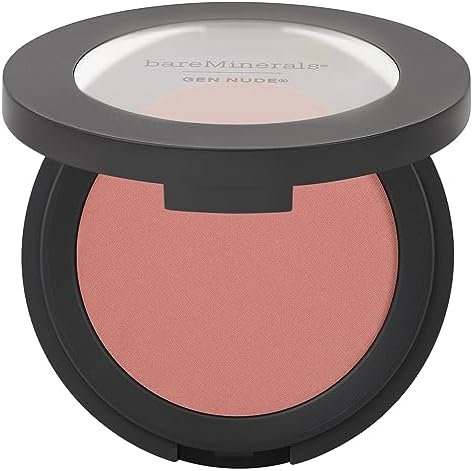 bareMinerals Gen Nude Powder Blush front view showcasing the transparent lid compact packaging