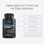 Livingood Daily Omegas Plus Turmeric supplement nutritional facts label and premium ingredients