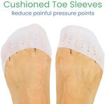 Silicone gel toe caps showing breathable ventilation holes for comfort.