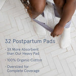 LOLA extra long overnight maternity pads for heavy postpartum bleeding.