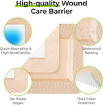 Waterproof medical bandage with large adhesive border close up