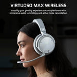 Corsair Virtuoso Max headset showing microphone and ear cup design