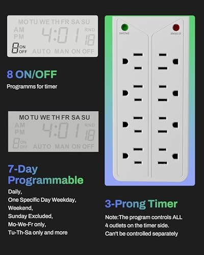 BN-LINK power strip with 4 timed and 4 always on outlets
