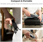 Black plastic pocket 3 accessories case highlighting the lightweight and compact structural design