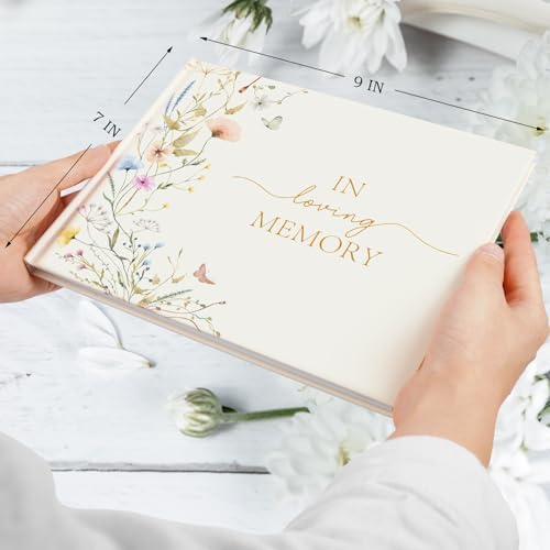 Hunanyume memorial guest book set with gold pen and table sign.