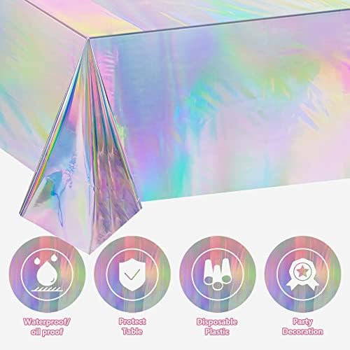 Ohome iridescent party tablecloths spread on rectangular table