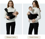 BAMBORA breathable cotton blend infant wrap showing side position hold.