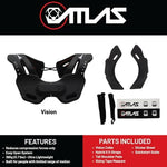 Side profile of the low profile grey and orange powersports neck protection collar.