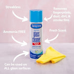 Foaming action glass cleaner for mirrors and automotive windshields