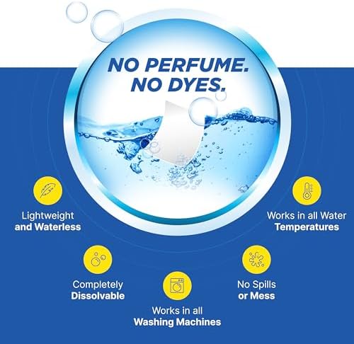 Hypoallergenic mess free detergent sheet dissolving demonstration
