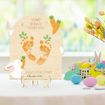 Sereliy wood sign milestone keepsake ornament displayed on a nursery tabletop setup.