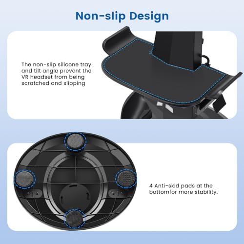 Alcopanda VR dock holding Meta Quest headset and touch controllers