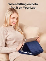 JSAUX multi-angle cushion holder showing side mesh pocket with a charging cable inside.