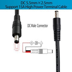 CENSHI 16AWG DC pigtail wire showcasing the 5.5mm x 2.5mm male barrel connector