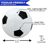 Botabee mini soft soccer ball being held by a toddler showcasing its five inch miniature scale.