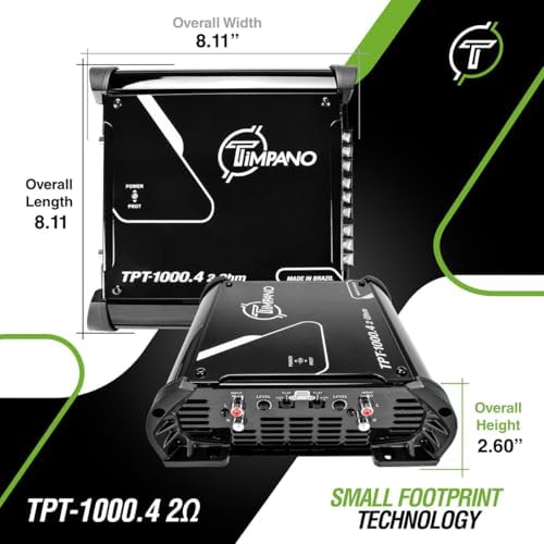 Compact Timpano TPT-1000.4 amplifier size comparison in vehicle