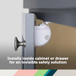 Invisible magnetic cabinet lock installed inside drawer