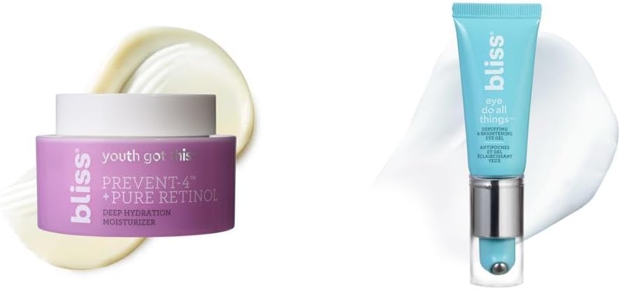 Bliss Youth Got This Retinol Moisturizer and Eye Do All Things Gel front view combo set